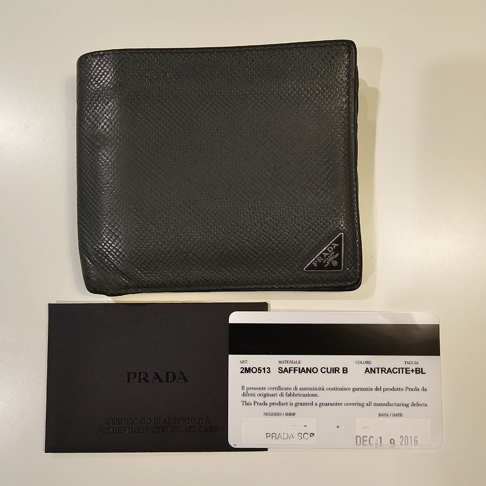 Prada Men's Anthracite Saffiano Leather Bifold Wallet